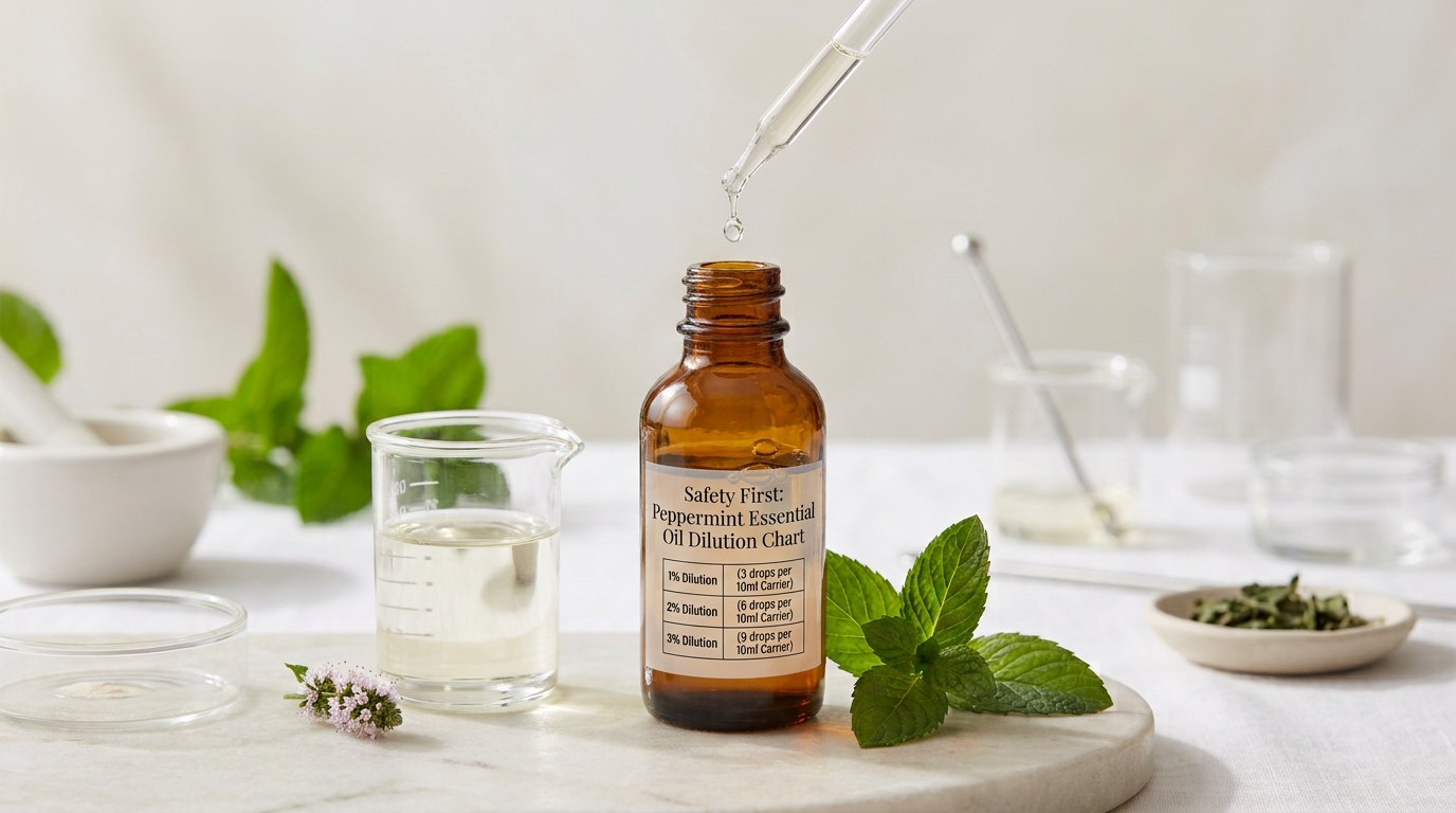 Measuring oil drops according to peppermint essential oil dilution chart