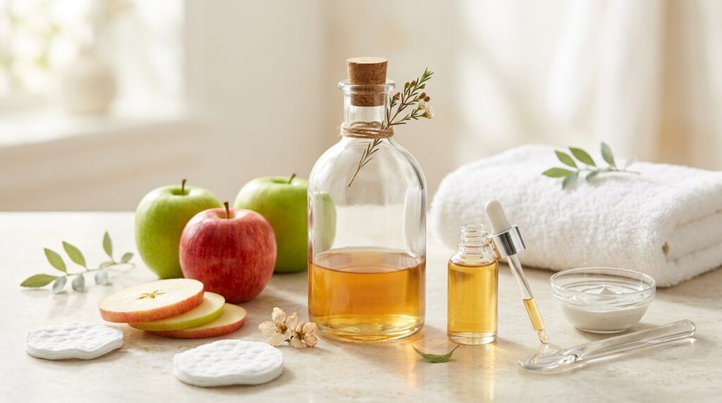 11 beauty uses for apple cider vinegar layout and dilution bottle