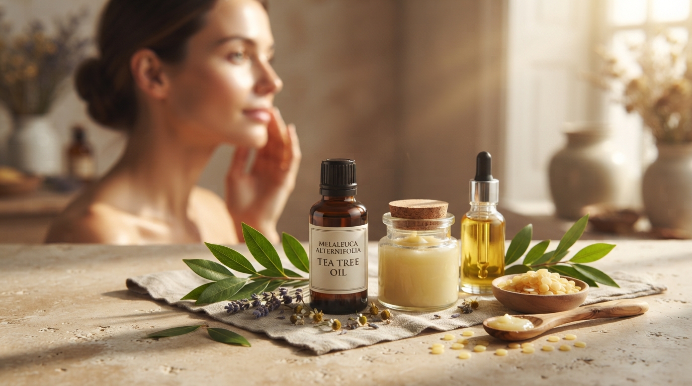Glowing and balanced complexion reflecting safe practices for melaleuca oil uses