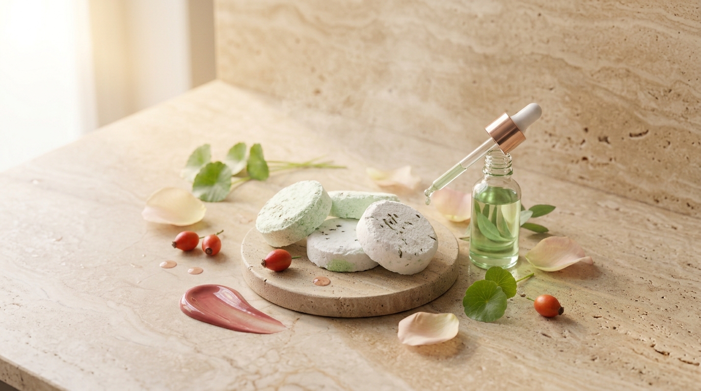 Homemade shower steamer tablets for peppermint oil uses in bath routines