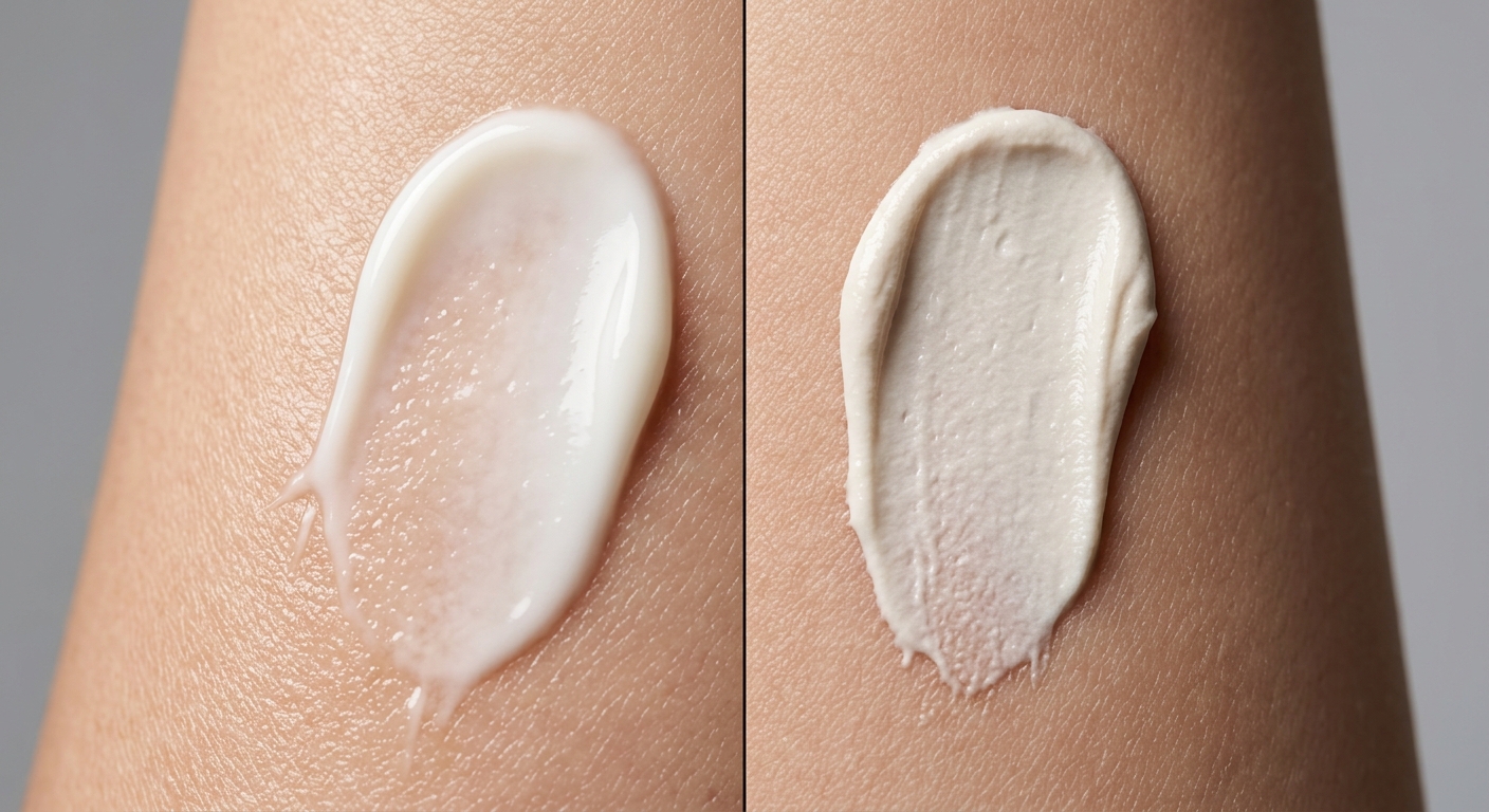 Cicaplast vs Cicalfate texture swatch and finish comparison on skin