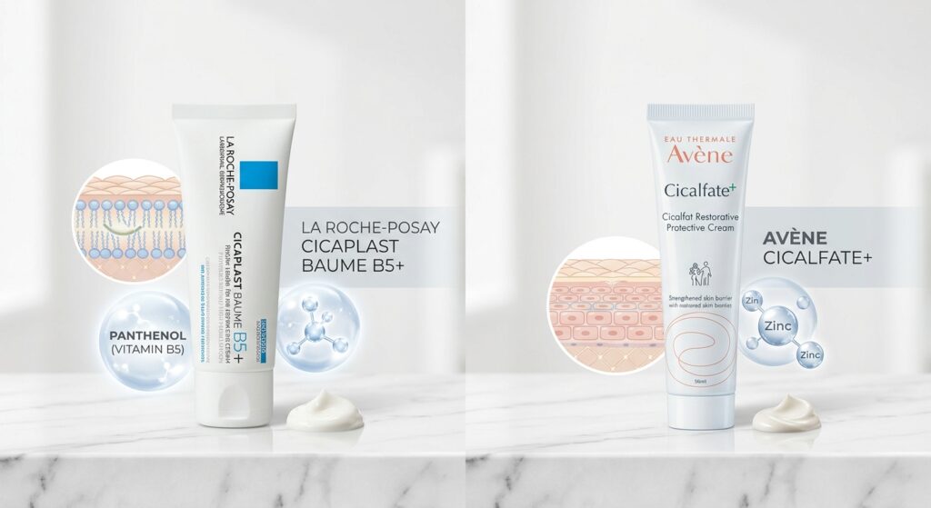 La Roche-Posay Cicaplast Baume B5 vs Avene Cicalfate+ cream comparison
