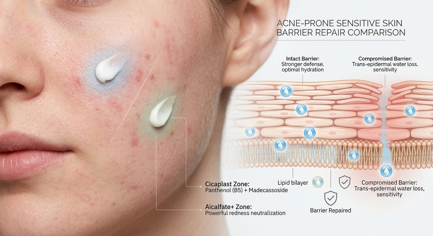 Cicaplast vs Cicalfate for acne prone skin barrier repair
