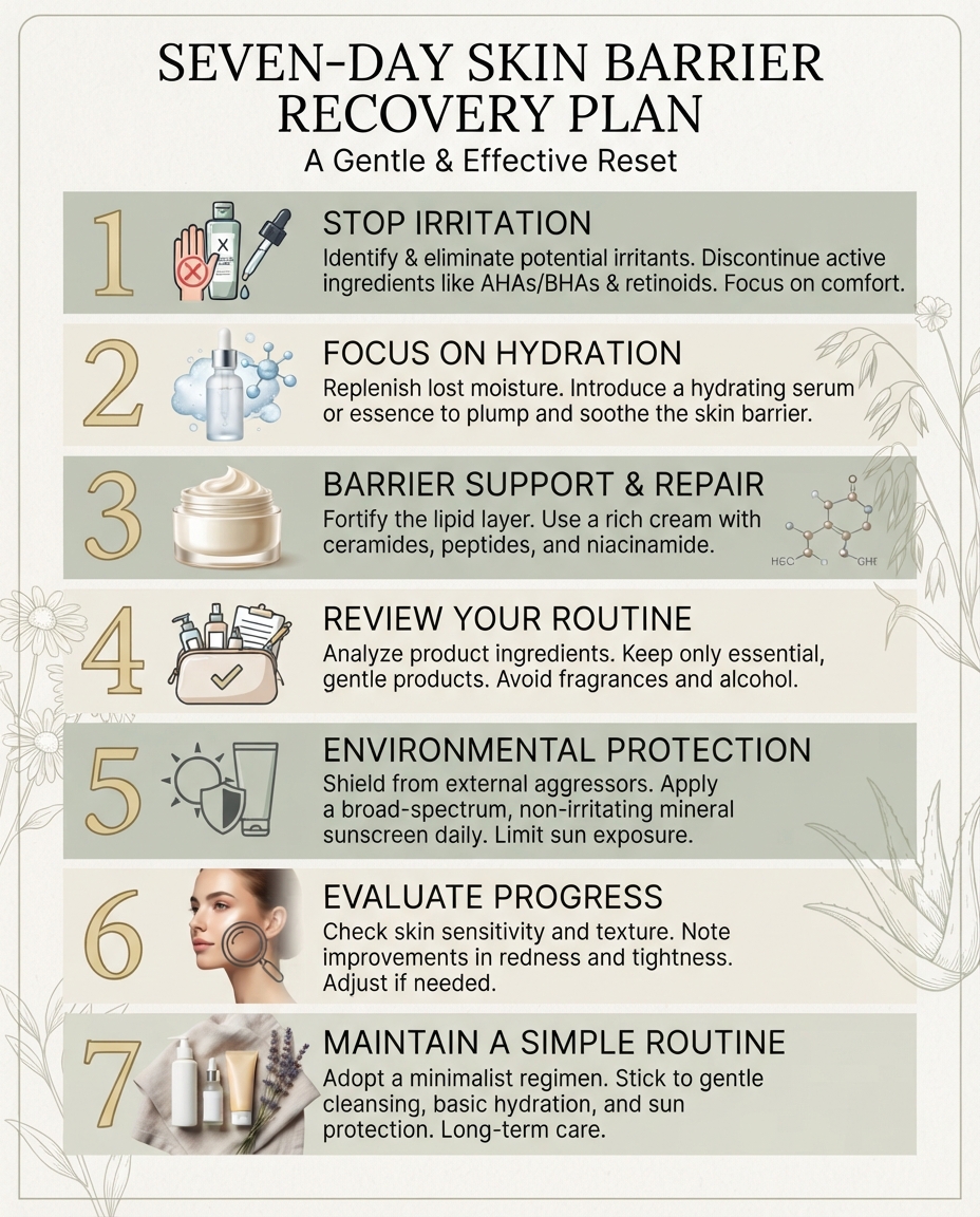 7 day skin barrier repair plan for irritated and over-exfoliated skin