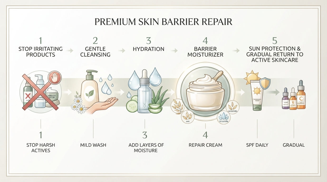 How to fix damaged skin barrier with a five step skin barrier repair routine