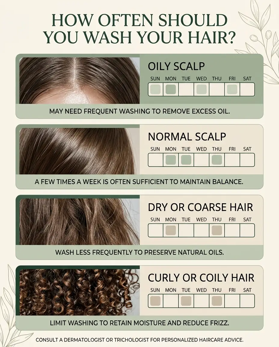 how often to wash hair frequency chart for oily dry and curly hair