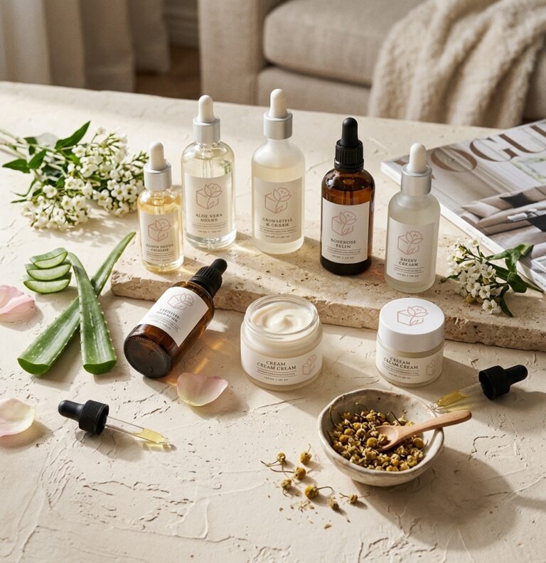 Woman creating DIY coffee skincare recipe and unboxing beauty box for MyBeautyBoxReview